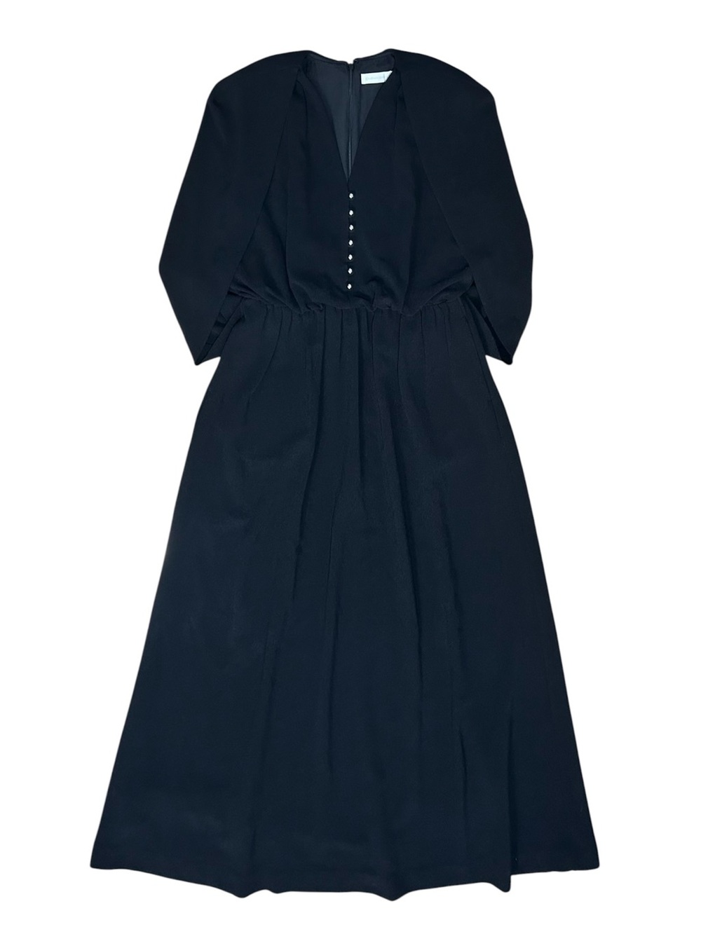 Jonathan Simkhai Sz 8 Dress Maxi Midi Black Jodie V-neck Cape Luxury Designer。 - Picture 3 of 10